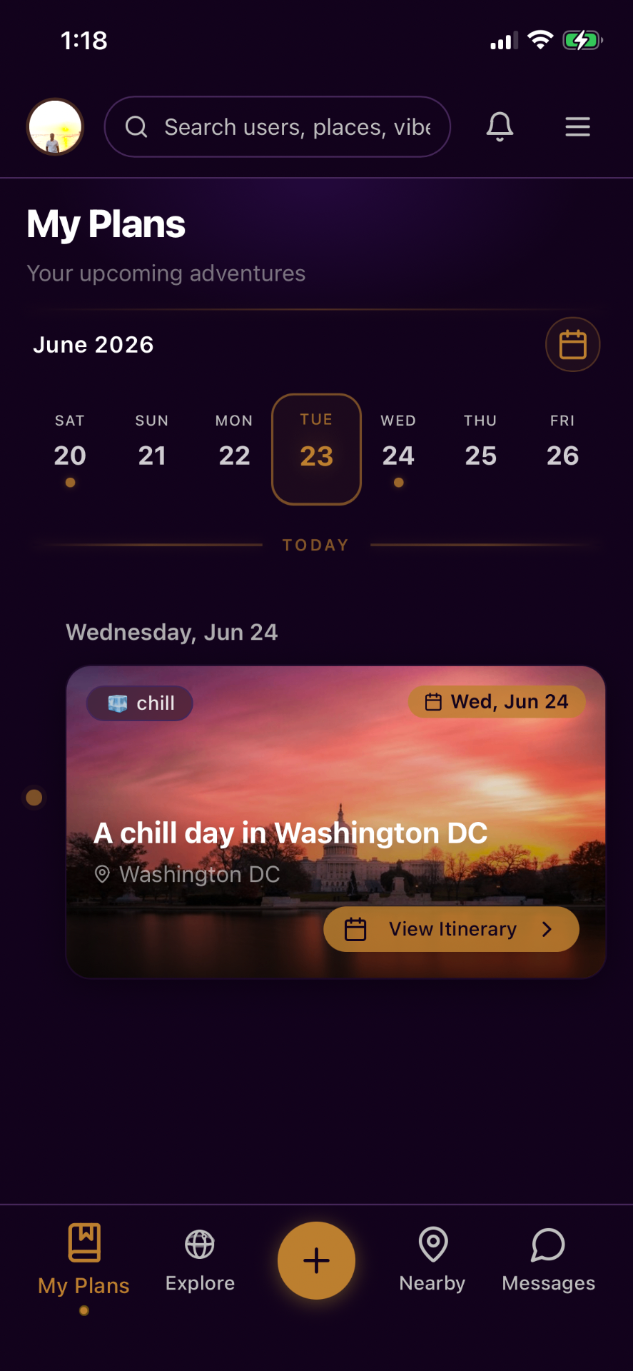 ItiGlobo app preview showing My Plans screen